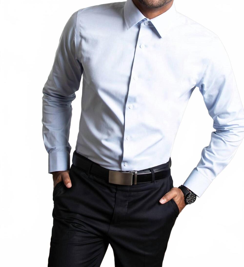 NEW ALYNN men's elijah standard fit dress shirt in light blue